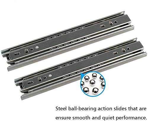 URBEST Drawer Slides, URBEST 8 Inch Full Extension 3 Section Ball Bearing Side Mounted Drawer Slider for Cabinet Kitchen, 2 Pairs (8 Inch) - Image 3